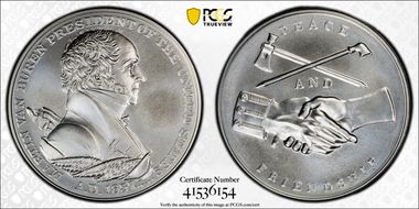 (2021) Medal Martin Van Buren "1837" Silver Matte Finish First Strike MS70