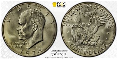 1974-S $1 Silver MS68