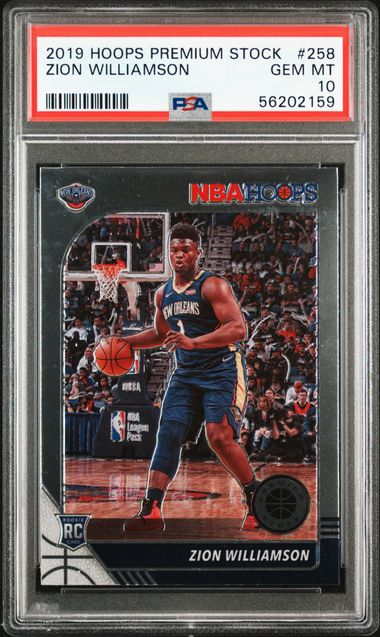 2019 Panini Hoops Premium Stock #258 Zion Williamson Rookie Card