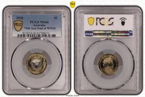 2020 $2 75th Ann End of WWII Colorized MS66