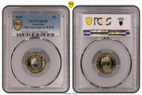 2020 $2 75th Ann End of WWII Colorized MS68