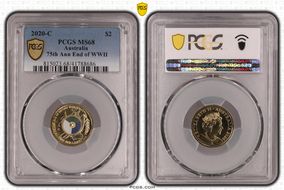 2020-C $2 75th Ann End of WWII Colorized MS68