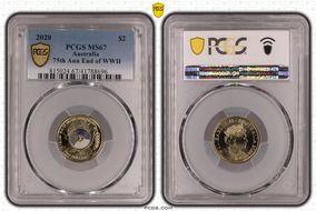 2020 $2 75th Ann End of WWII Colorized MS67