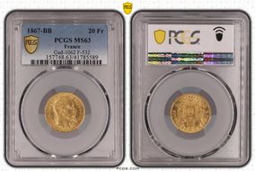 1867-BB 20 Fr Gad-1062 F-532 Petit BB MS63