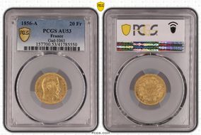 1856-A 20 Fr Gad-1061 AU53