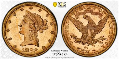 1882-CC $10 AU58+ 
