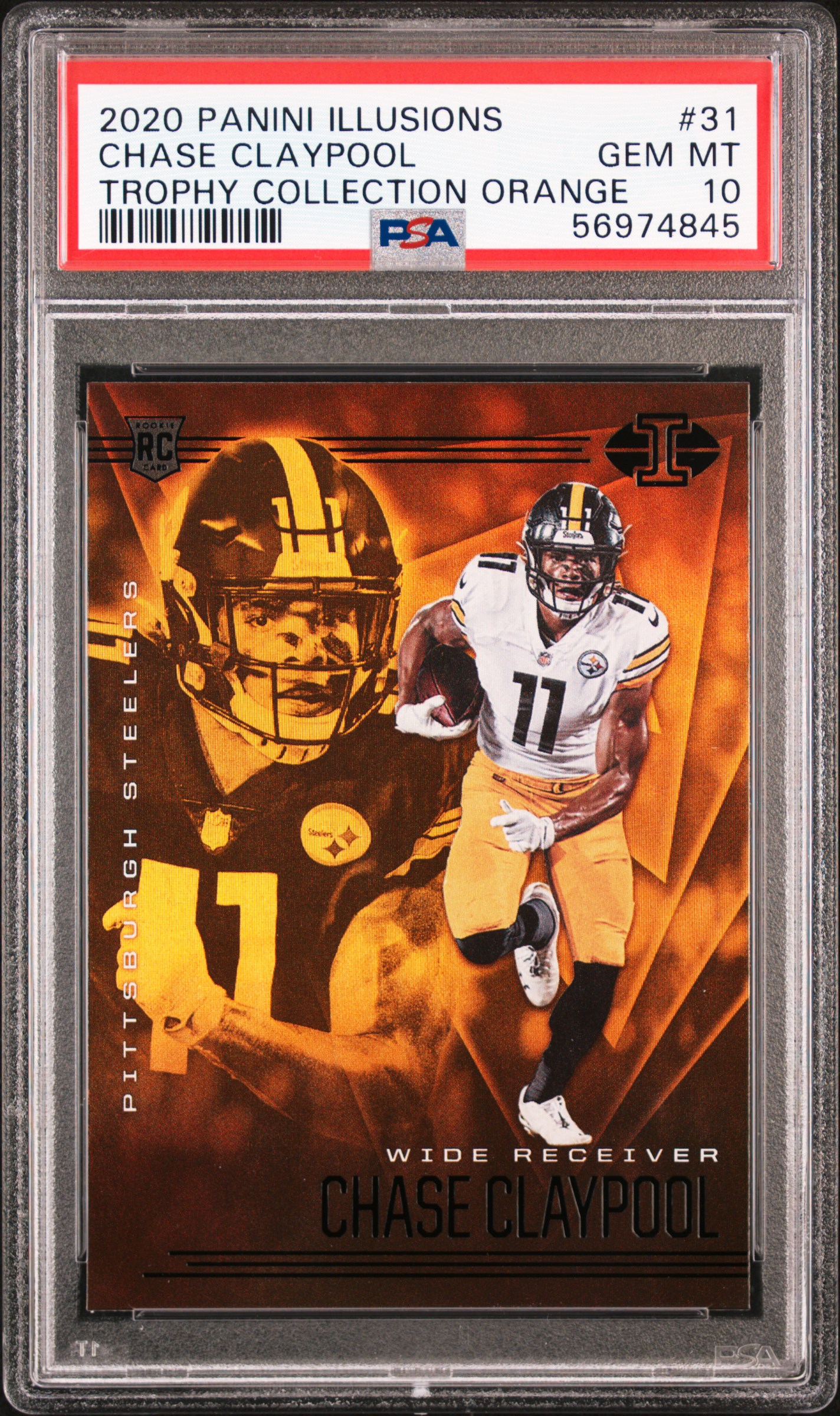 2020 Panini Illusions Trophy Collection Orange 31 Chase Claypool – PSA GEM MT 10
