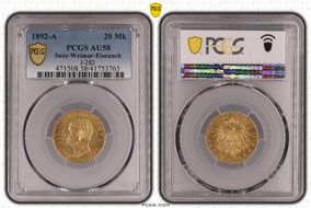 1892-A 20 Mk J-282 AU58