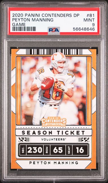 2020 Panini Contenders Draft Picks Game 81 Peyton Manning – PSA