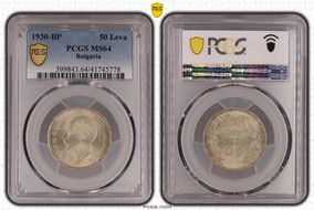 1930-BP 50 Leva KM-42  Ag MS64