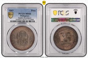 1963 Peso Andres Bonifacio KM-193  Ag MS66