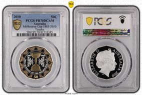 2010 50C Melbourne Cup 1861-2010 Trophy Silver PR70DCAM