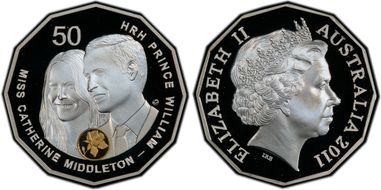 2011 50C Royal Wedding Ag Selective Gilt PR70DCAM