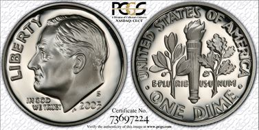 2005-S 10C Silver PR70DCAM