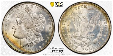 1878 8TF $1 VAM 21, Broken R&B MS66+