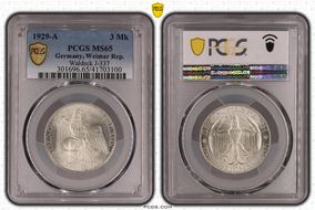 1929-A 3 Mk Waldeck J-337 MS65