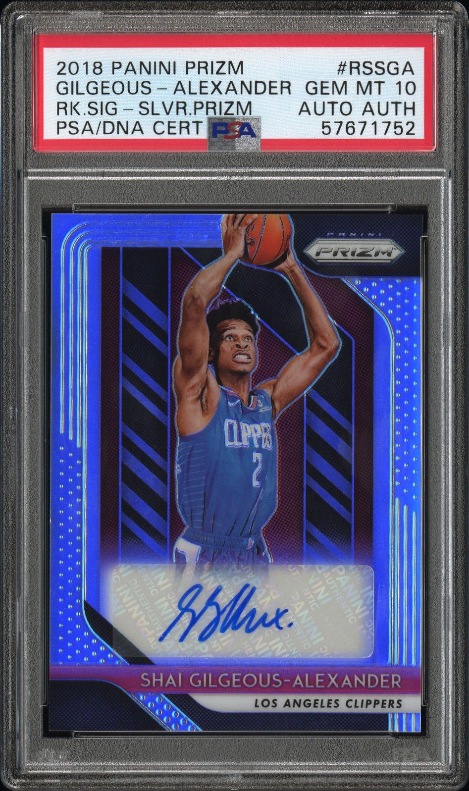 2018 Panini PANINI PRIZM ROOKIE SIGNATURES RK.SIG-SLVR.PRIZM #RSSGA Shai Gilgeous-Alexander front