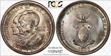 1936-M Peso Murphy-Quezon MS66