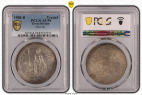 1908-B Trade$ Prid-18 AU58