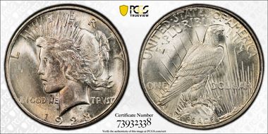 1923-D $1 VAM 1H, "Ponytail" MS64