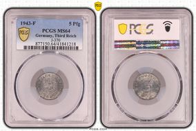1943-F 5 Pfg J-370 MS64
