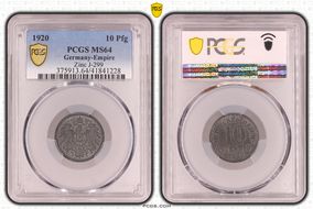 1920 10 Pfg Zinc J-299 MS64