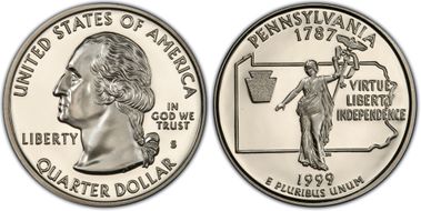 1999-S 25C Pennsylvania PR70DCAM