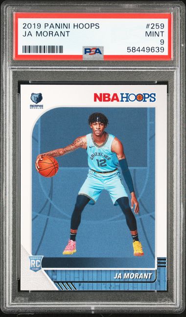 2019 Panini Hoops #259 Ja Morant Rookie Card - PSA MINT 9 on