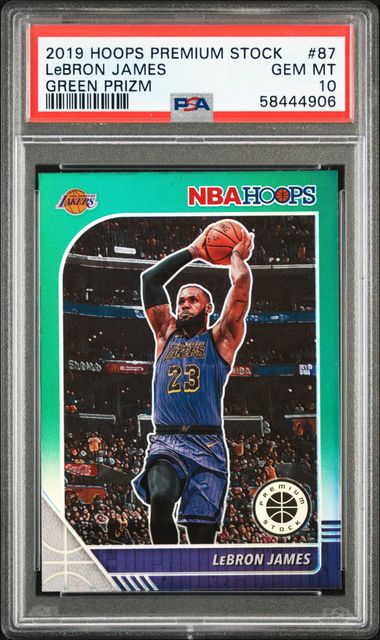 2019 Panini Hoops Premium Stock Green Prizm 87 LeBron James – PSA