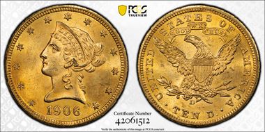 1906-D $10 MS63+ 