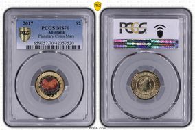2017 $2 Planetary Coins Mars Colorized MS70