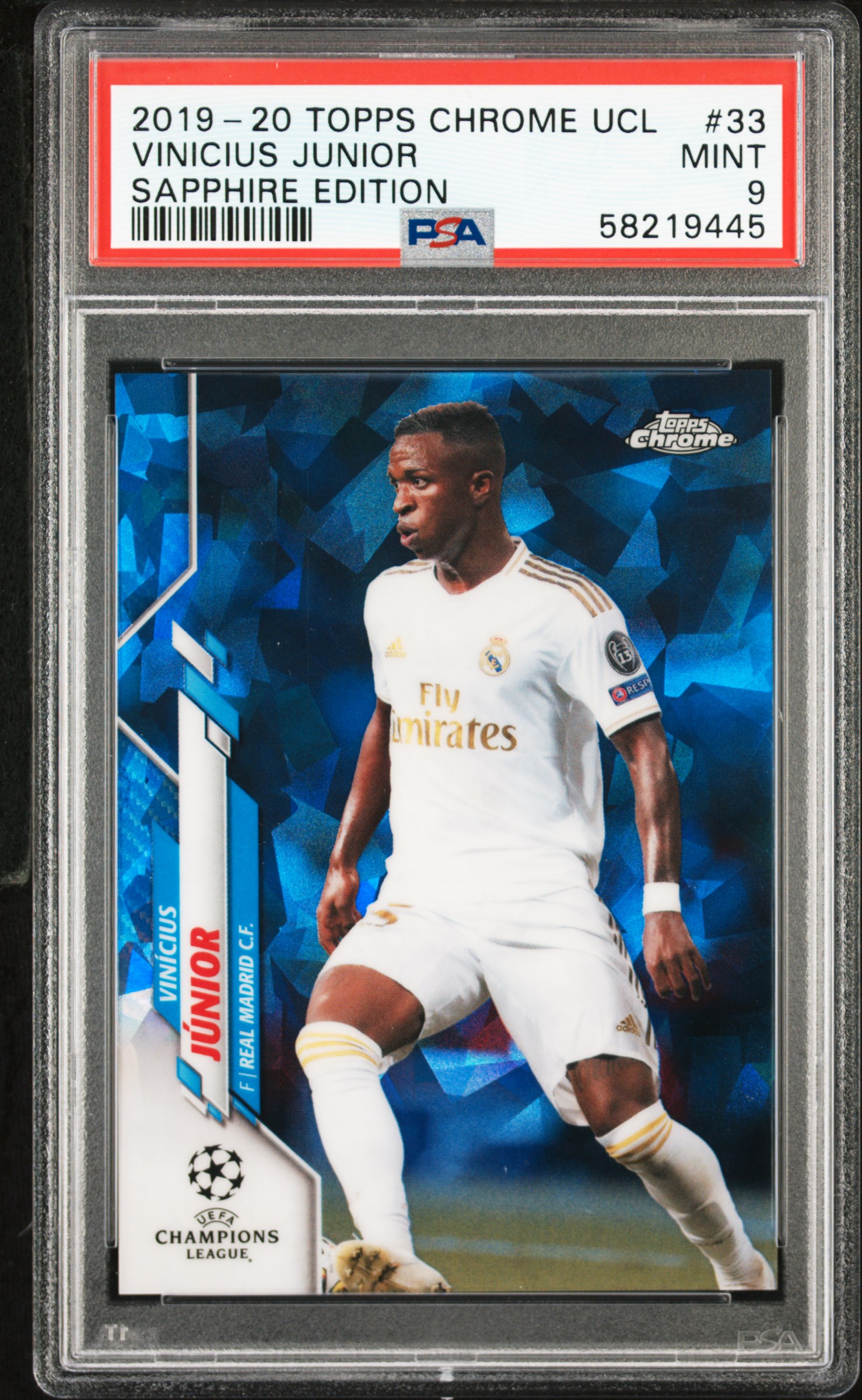 2019 Topps Chrome Uefa Champions League Sapphire Edition 33 Vinicius Junior PSA 9