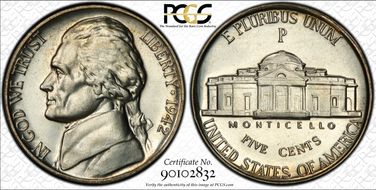 1942-P 5C Silver PR67