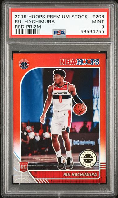 2019 Panini Hoops Premium Stock 206 Rui Hachimura Red Prizm PSA 9