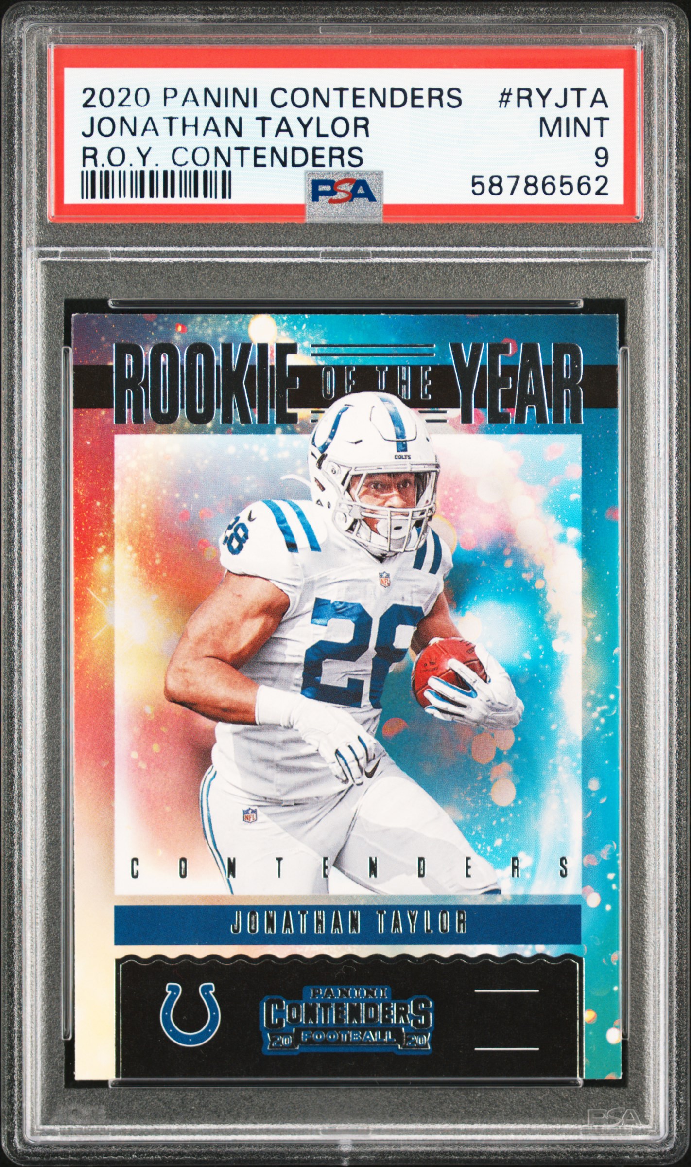 2020 Panini Contenders Rookie Of The Year Contenders #RYJTA Jonathan Taylor Rookie Card – PSA MINT 9