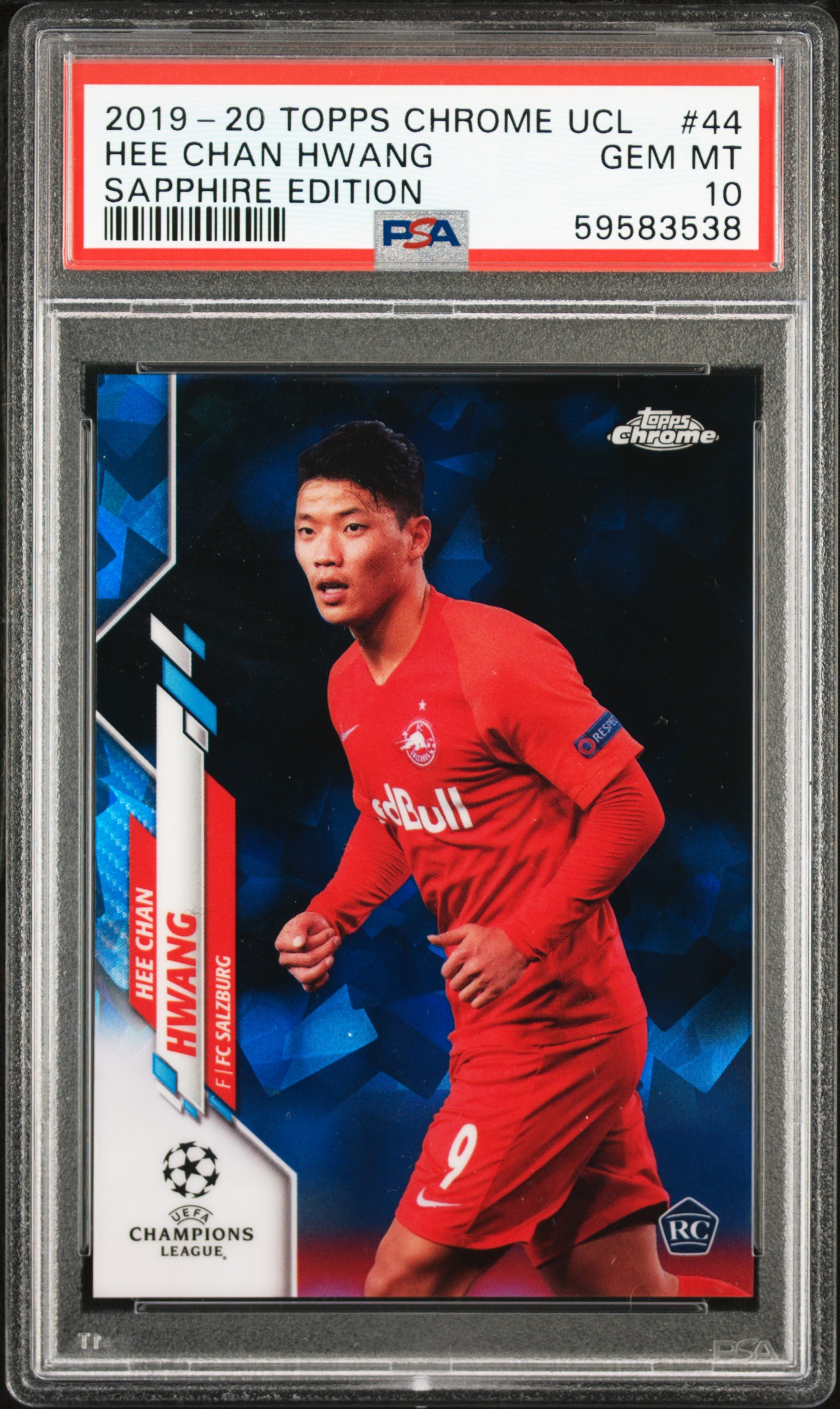 2019 Topps Chrome Uefa Champions League Sapphire Edition #44 Hee Chan Hwang PSA 10