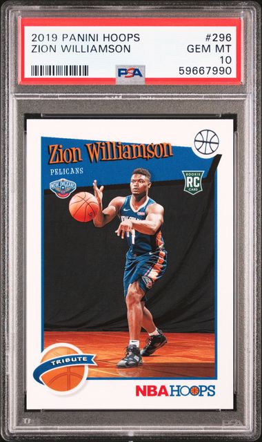 2019 Panini Hoops 296 Zion Williamson Rookie Card – PSA GEM MT 10