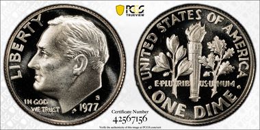 1977-S 10C PR70DCAM