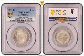 1871-K 2 Fr Gad-529 F-264 Sans légende MS64+