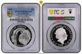 2020 £5 Tower of London Ag The Royal Mint PR69DCAM