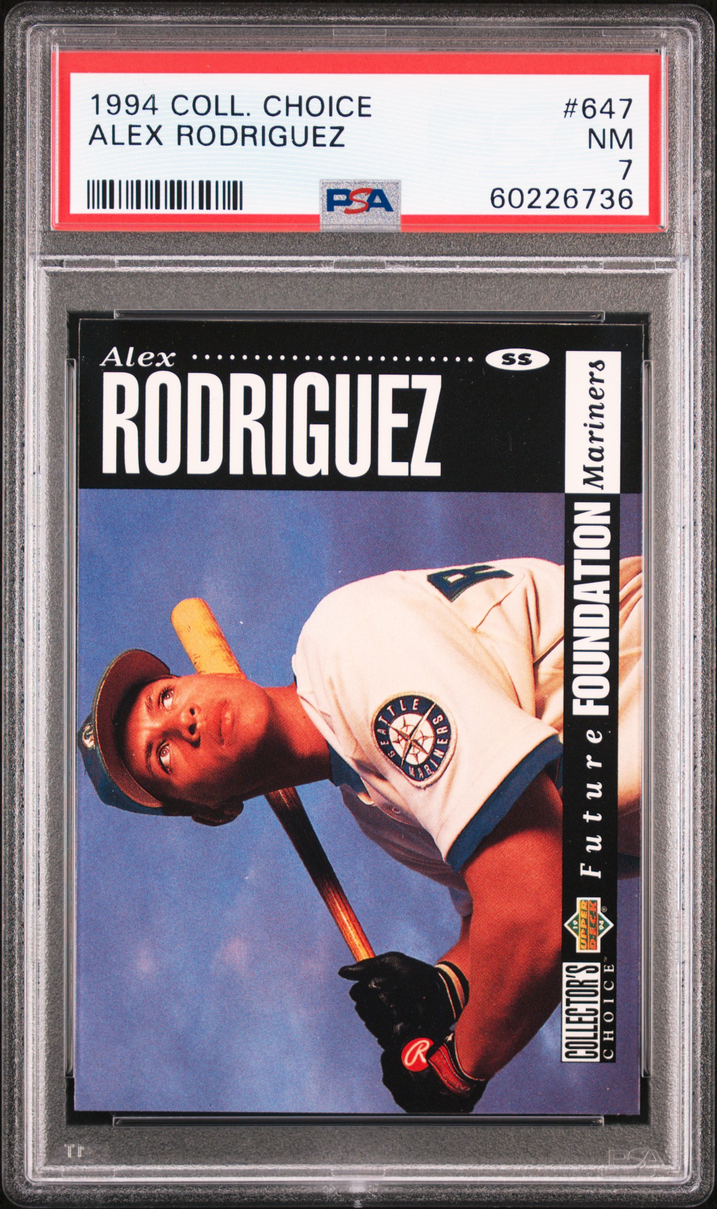 1994 Collector's Choice 647 Alex Rodriguez Rookie Card Rookie Card - PSA NM 7