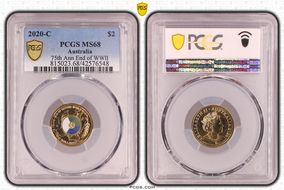 2020-C $2 75th Ann End of WWII Colorized MS68