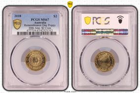 2018 $2 Remembrance Day Poppy 30th Ann. $2 Coin MS67