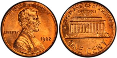 1982 1C Zinc Small Date MS66RD