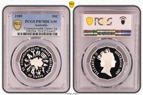1989 50C Commonwealth Games Ag PR70DCAM