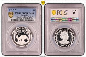 2019-P $1 Kangaroo Ag High Relief PR70DCAM