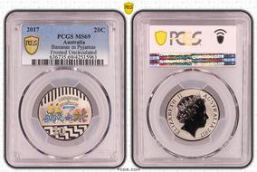 2017 20C Bananas in Pyjamas Colorized Frosted Uncirculated MS69