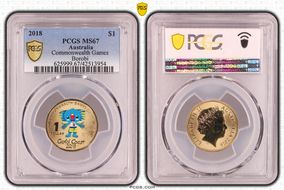 2018 $1 Commonwealth Games Borobi Colorized MS67