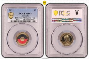 2021 $2 50th Ann Aboriginal Flag Colorized MS68