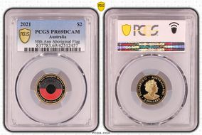 2021 $2 50th Ann Aboriginal Flag Colorized PR69DCAM